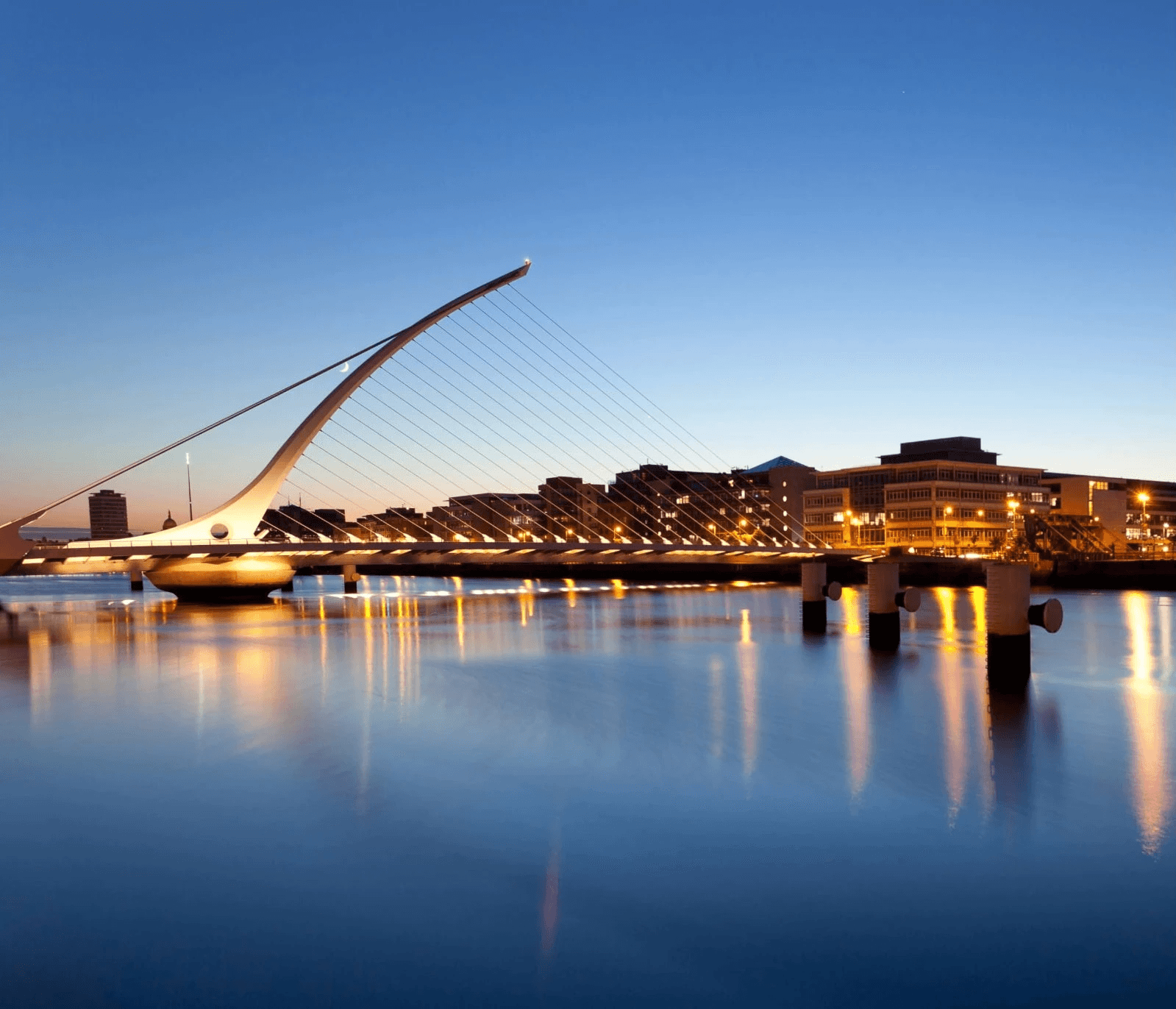 Samuel Beckett Bridge in Dublin at sunrise