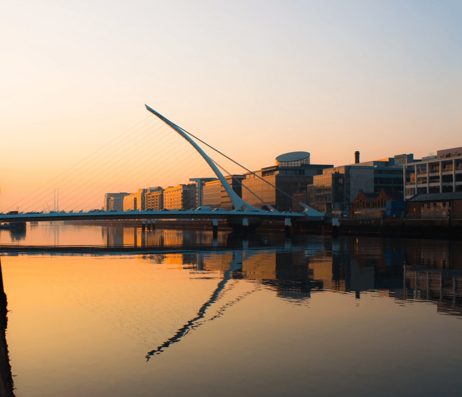 Samuel Beckett Bridge in Dublin at sunrise
